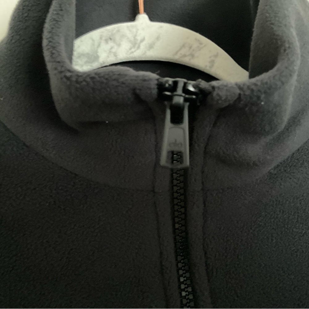 Alo Yoga Polar Fleece Game Time Full Zip Jacket Black/White XS - Picture 5 of 8